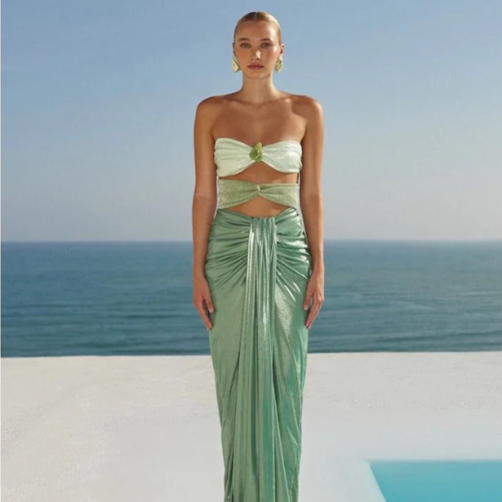 Baobab Giselle two piece maxi dress in cucumber